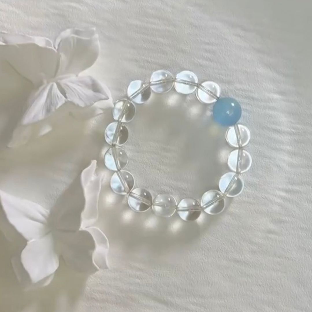水晶×アクアマリン 天然石ブレスレット｜12mm・14mm